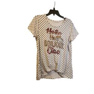 Knitworks T shirt Girl's 3XL 22 1/2 NWOT Polka Dot Sequin Short Sleeve Stretch